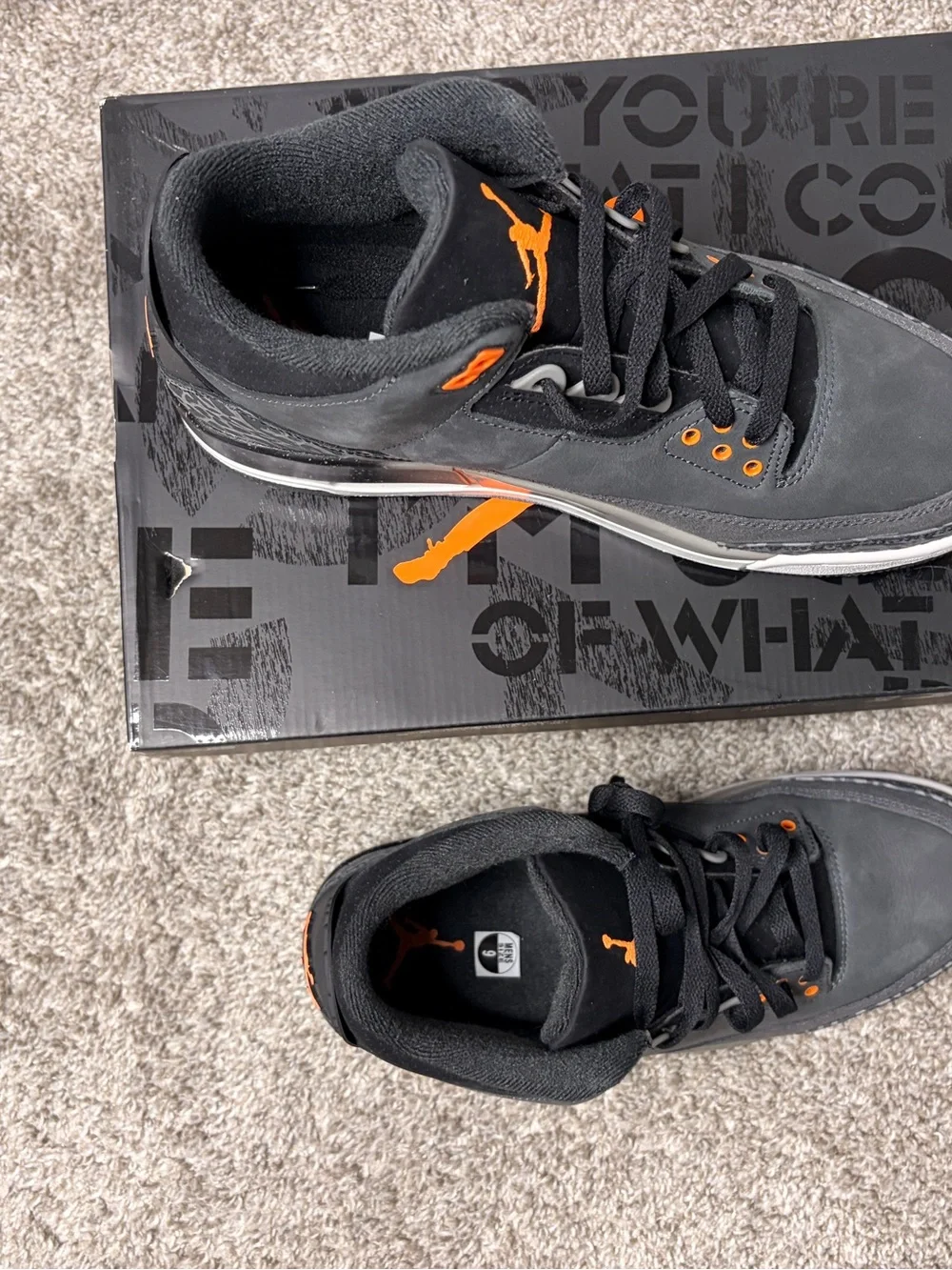 Nike Air Jordan 3 Retro - Grey with Orange Accents
